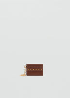 Leather Effect Card Holder With Studs Leather