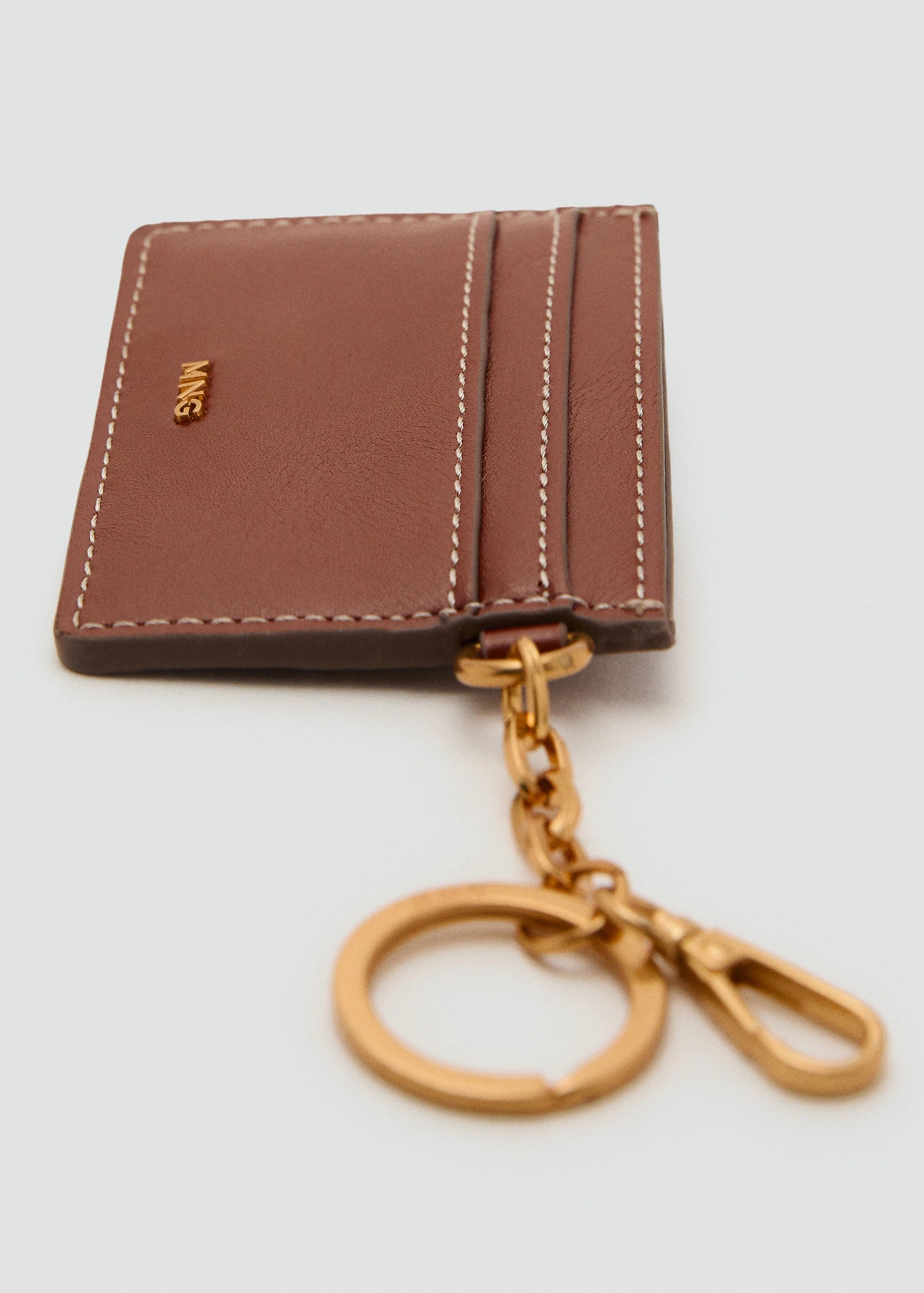 Leather Effect Card Holder With Studs Leather