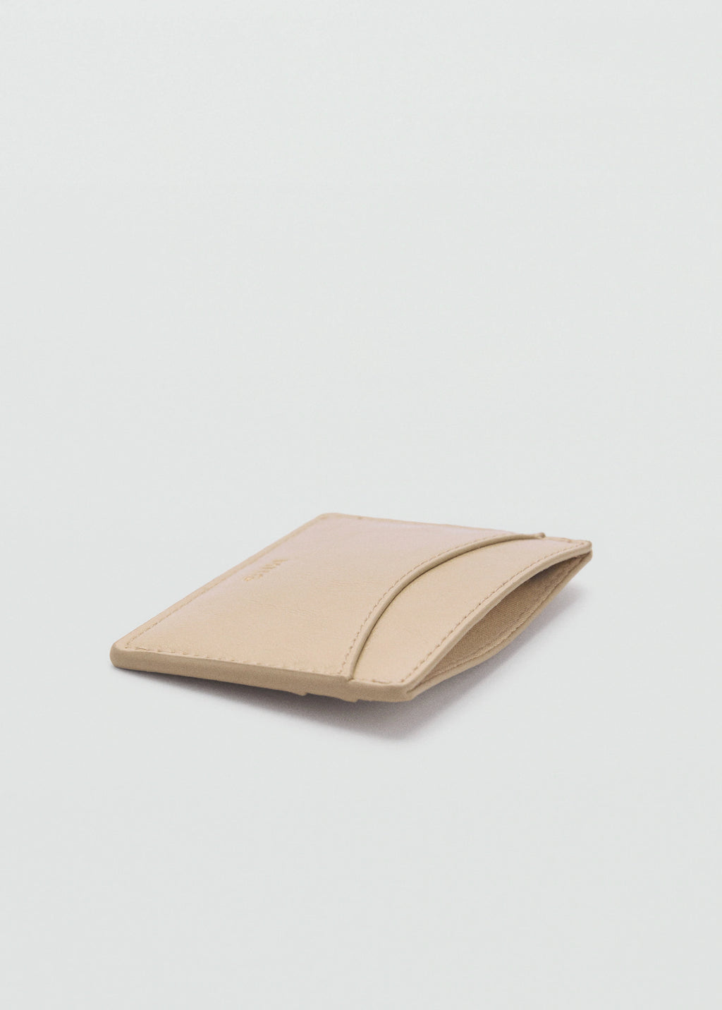 Leather Effect Card Holder Beige