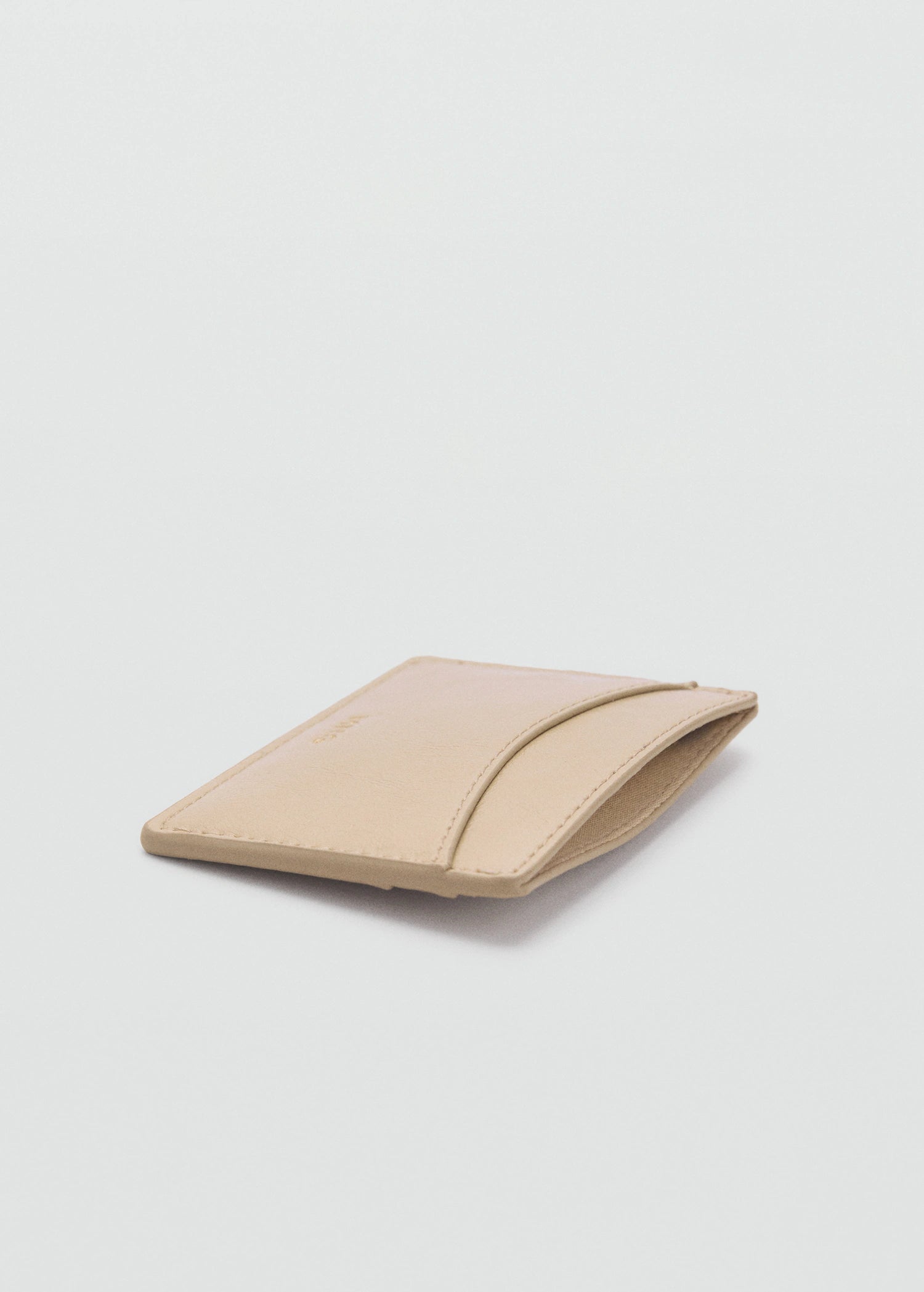 Leather Effect Card Holder Beige