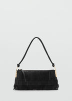 Leather Shoulder Bag With Fringes Black