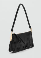 Leather Shoulder Bag With Fringes Black