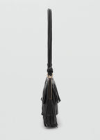 Leather Shoulder Bag With Fringes Black