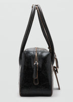 Leather Shoulder Bag With Charms Black