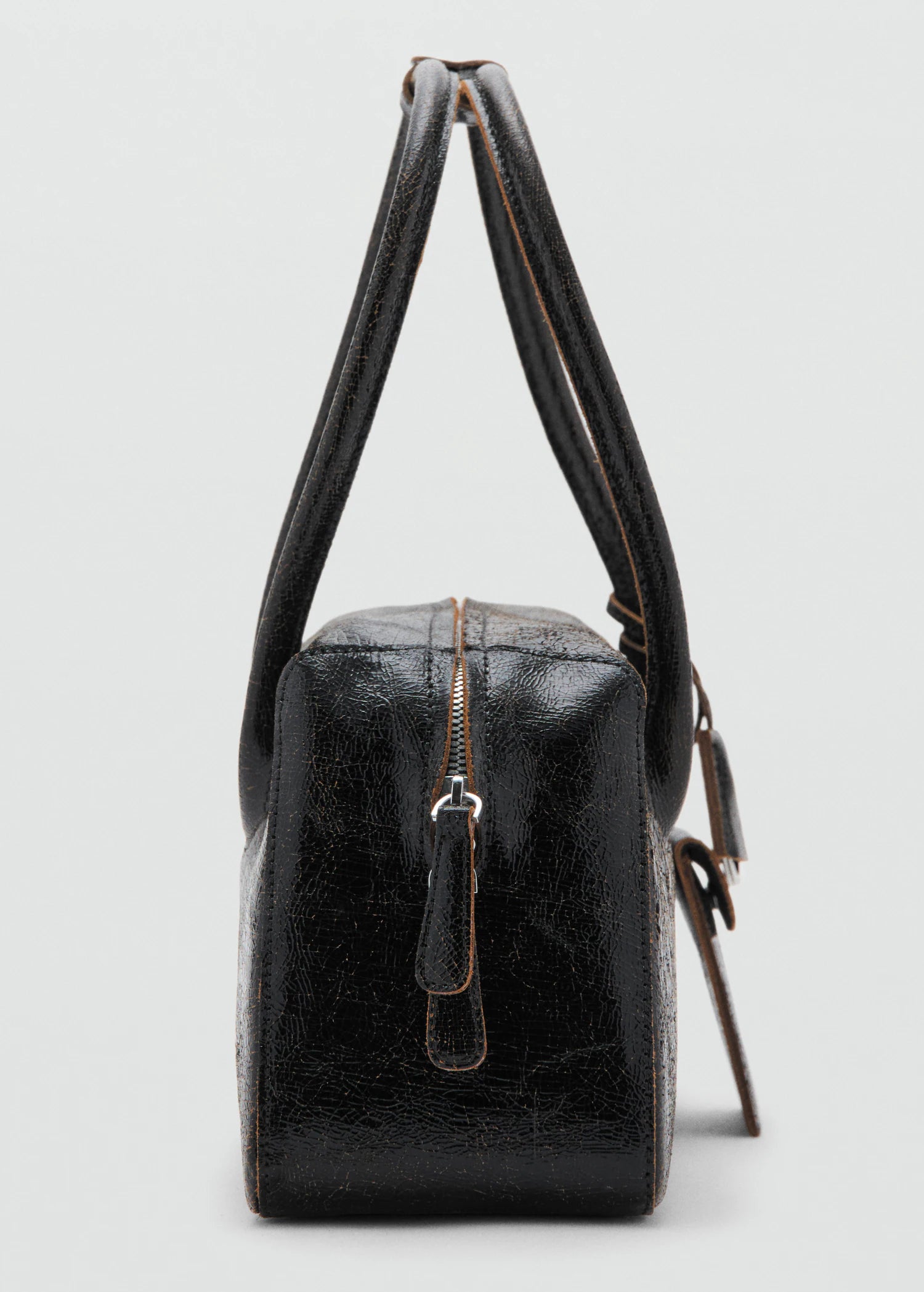 Leather Shoulder Bag With Charms Black