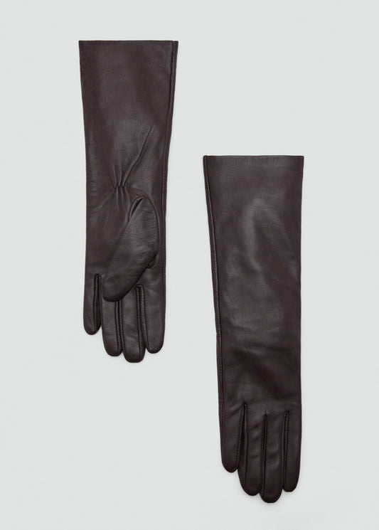 Leather Long Gloves Chocolate