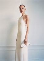 Leather Handbag With Ball Detail Off White