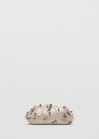 Leather Handbag With Ball Detail Off White