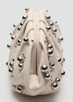 Leather Handbag With Ball Detail Off White