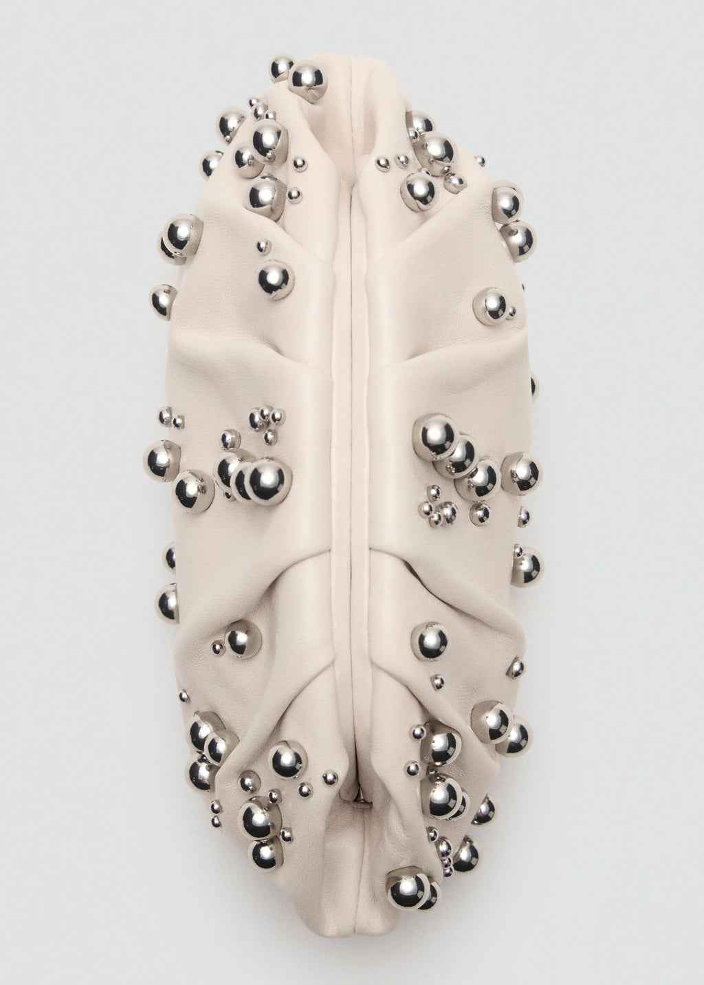 Leather Handbag With Ball Detail Off White