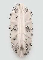 Leather Handbag With Ball Detail Off White