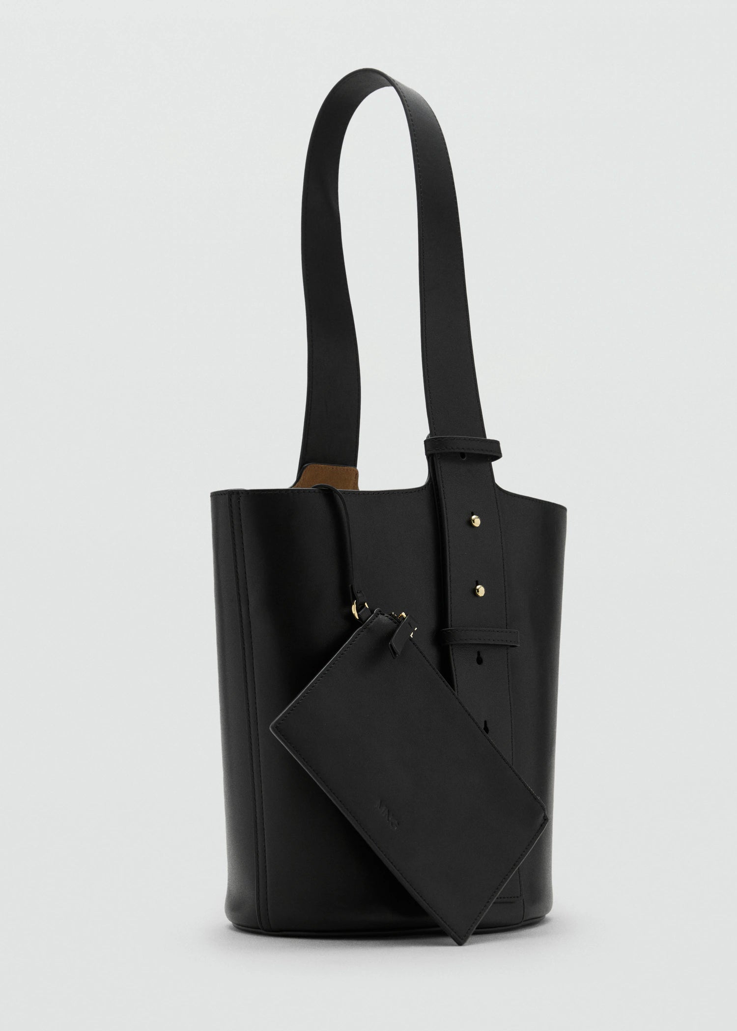 Leather Bucket Bag Black