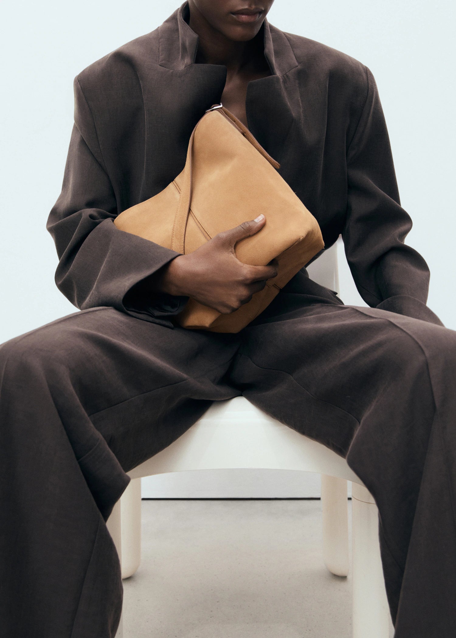 Leather Bucket Bag Medium Brown