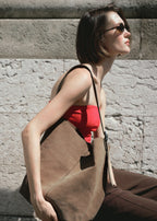 Leather Bucket Bag Sand