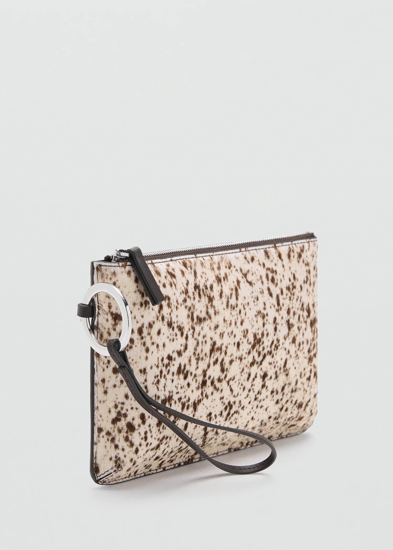 Leather And Fur Clutch Brown