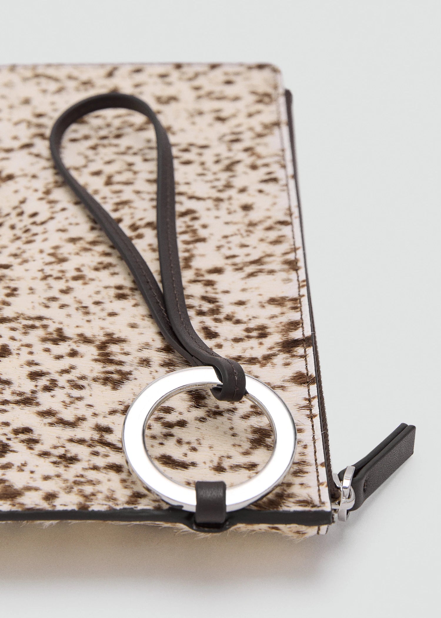 Leather And Fur Clutch Brown