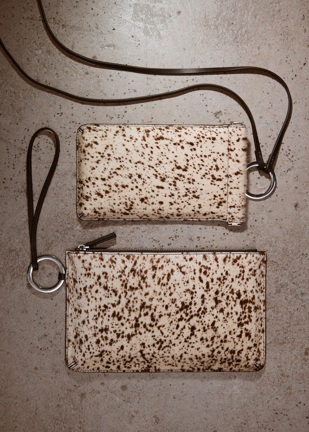 Leather And Fur Clutch Brown