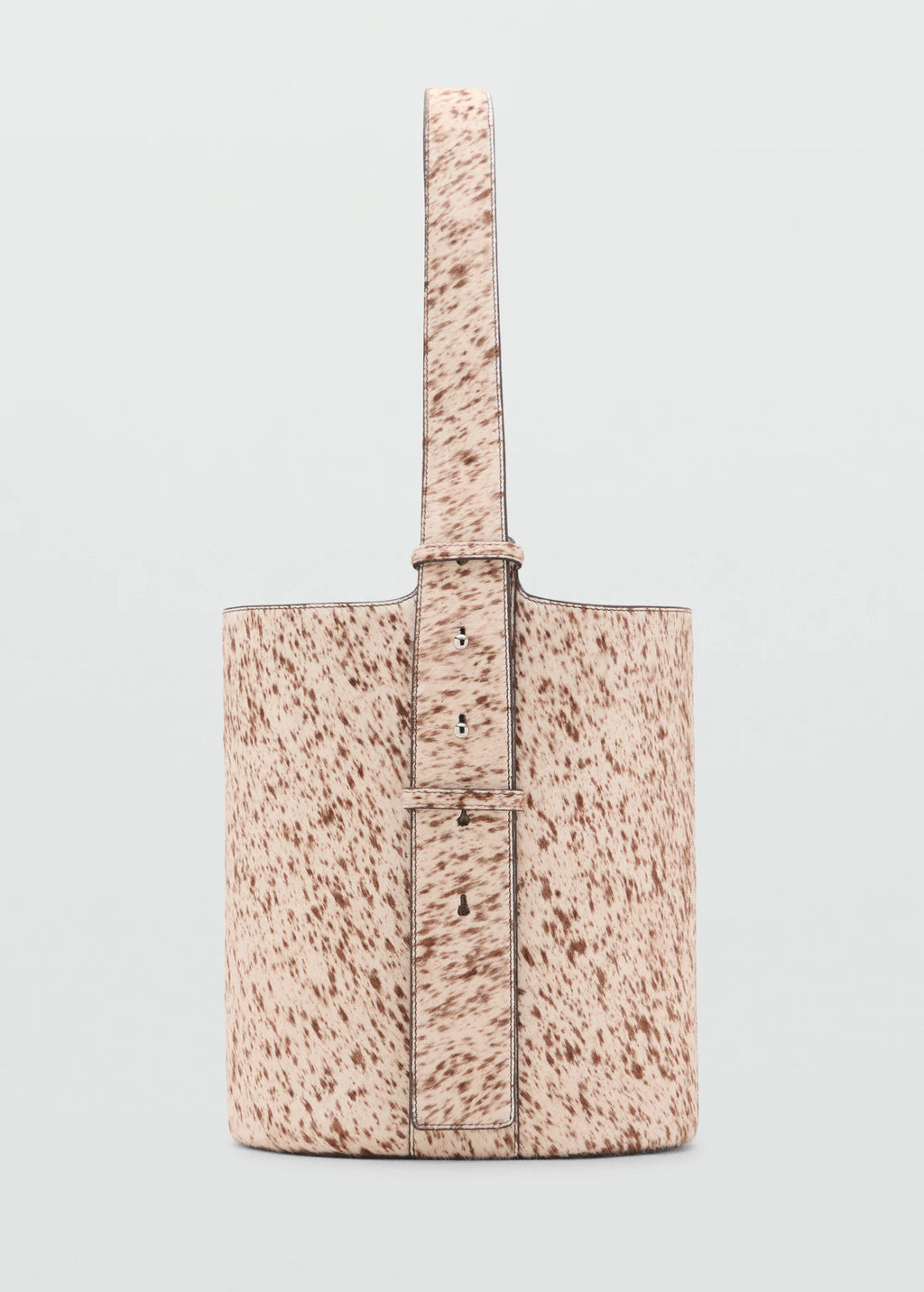 Leather And Fur Bucket Bag Brown