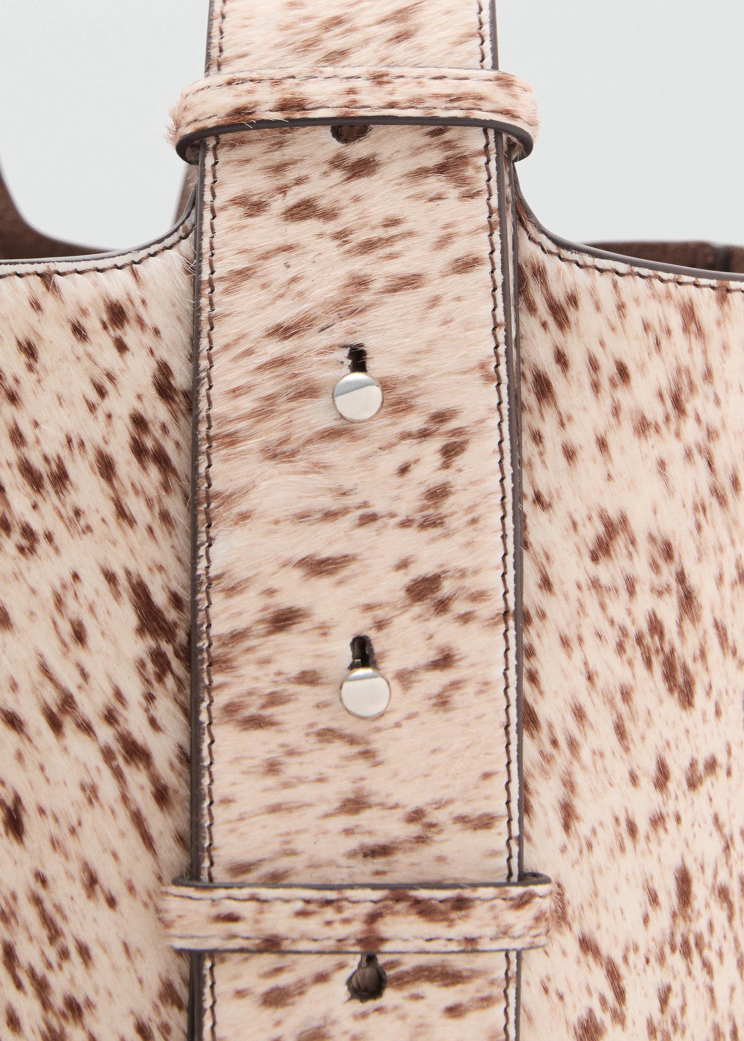 Leather And Fur Bucket Bag Brown