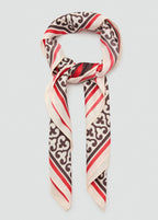 Leaf Print Scarf Red