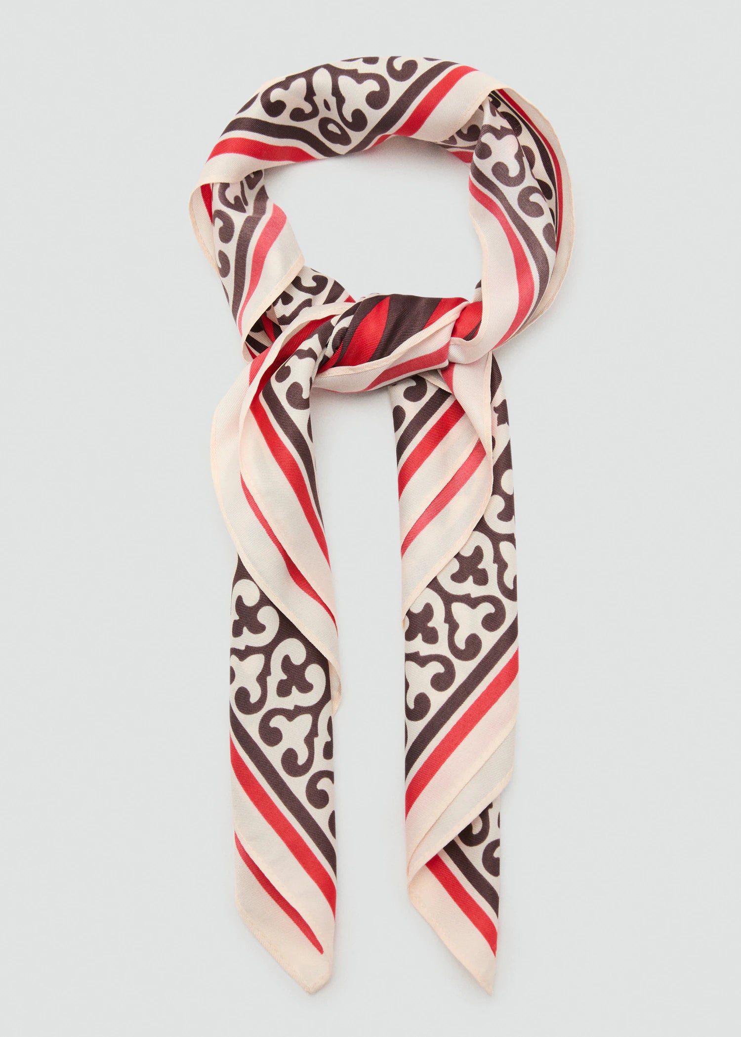 Leaf Print Scarf Red