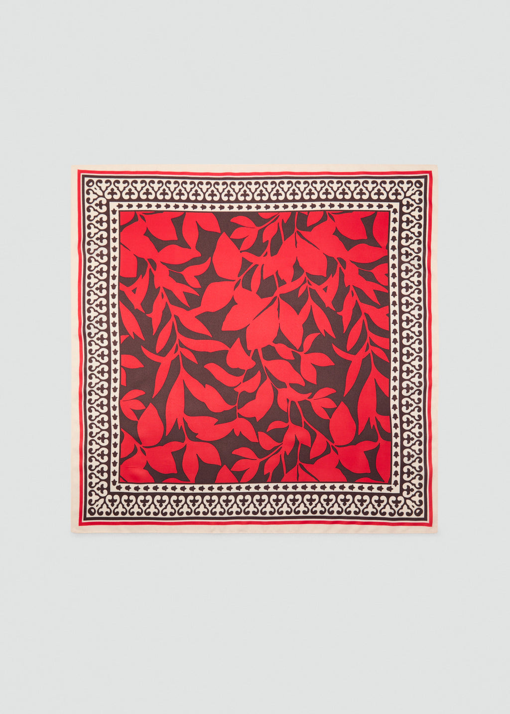 Leaf Print Scarf Red