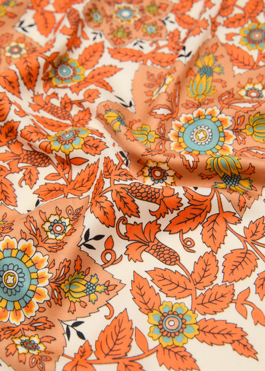 Leaf Print Scarf Orange