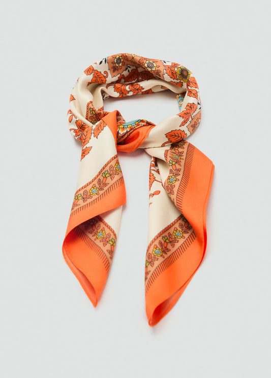 Leaf Print Scarf Orange