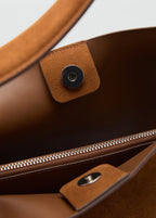 Large Suede Leather Shopper Bag Leather