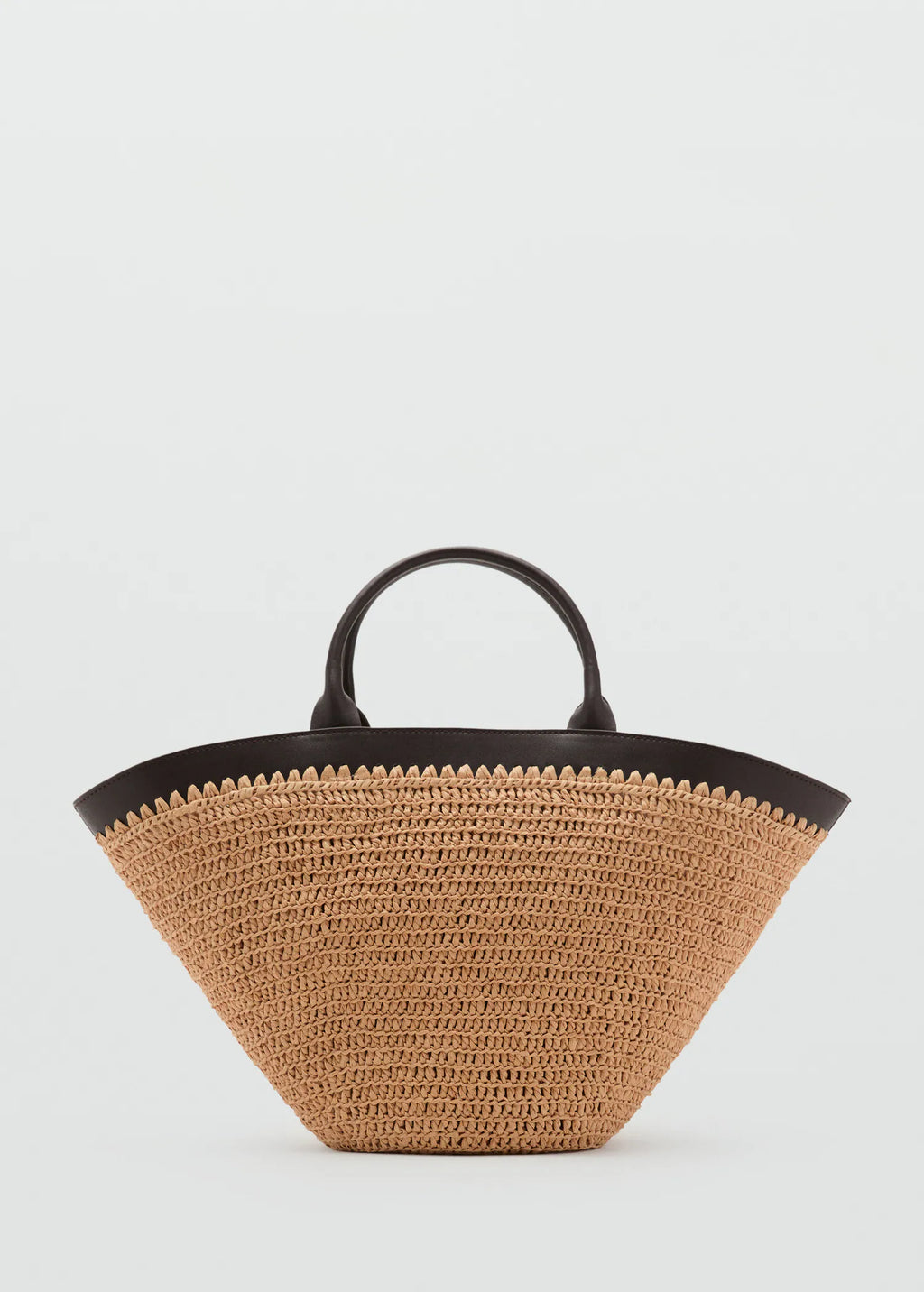 Large Natural Fibre Bag With Double Handle Chocolate