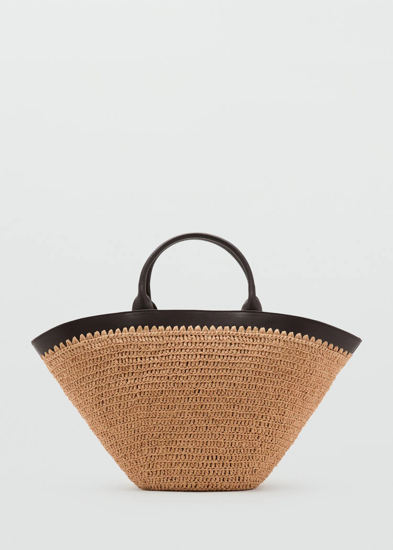 Large Natural Fibre Bag With Double Handle Chocolate