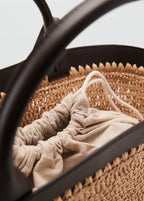 Large Natural Fibre Bag With Double Handle Chocolate