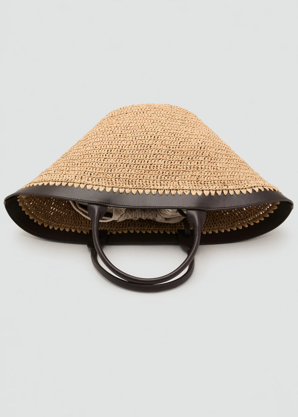 Large Natural Fibre Bag With Double Handle Chocolate