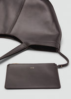 Large Leather Shoulder Bag Chocolate