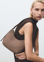 Jacquard Shoulder Bag With Logo Chocolate