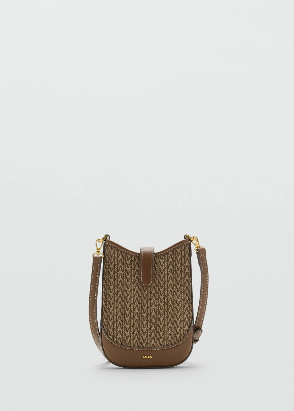 Jacquard Crossbody Mobile Phone Case With Logo Chocolate