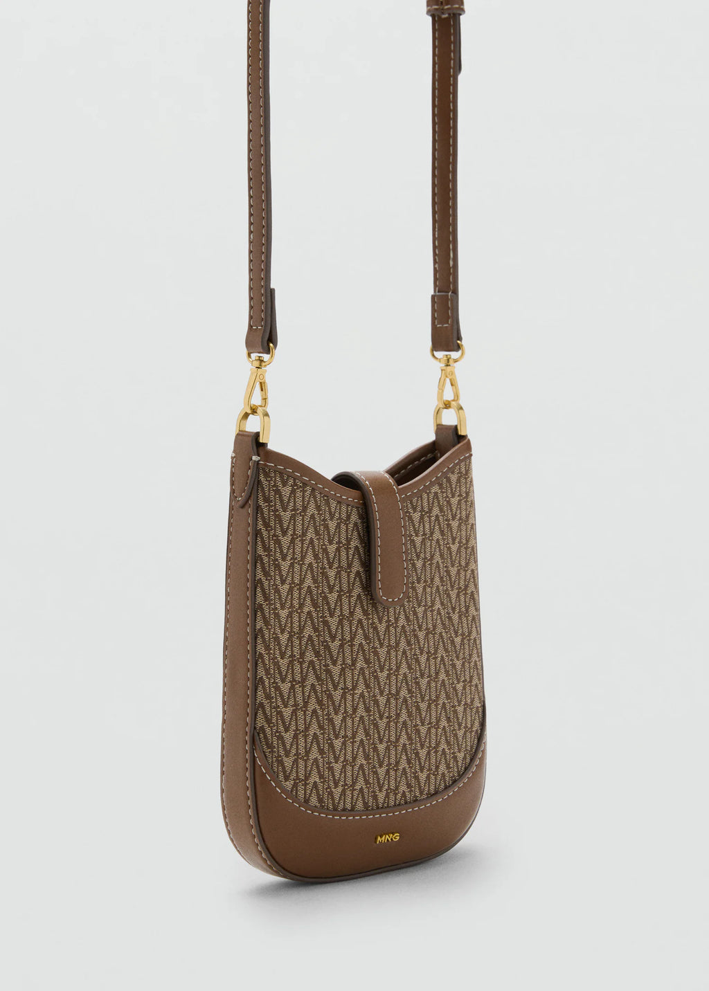 Jacquard Crossbody Mobile Phone Case With Logo Chocolate