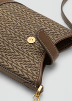 Jacquard Crossbody Mobile Phone Case With Logo Chocolate