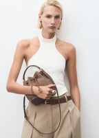 Jacquard Bucket Bag With Logo Chocolate