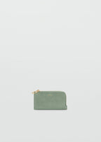 Hammered Leather Effect Card Holder With Zip Aqua Green