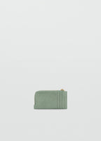 Hammered Leather Effect Card Holder With Zip Aqua Green