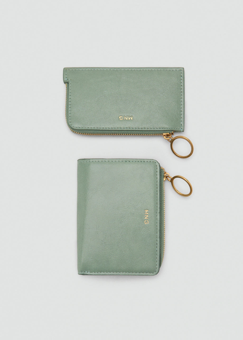 Hammered Leather Effect Card Holder With Zip Aqua Green