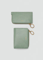 Hammered Leather Effect Card Holder With Zip Aqua Green
