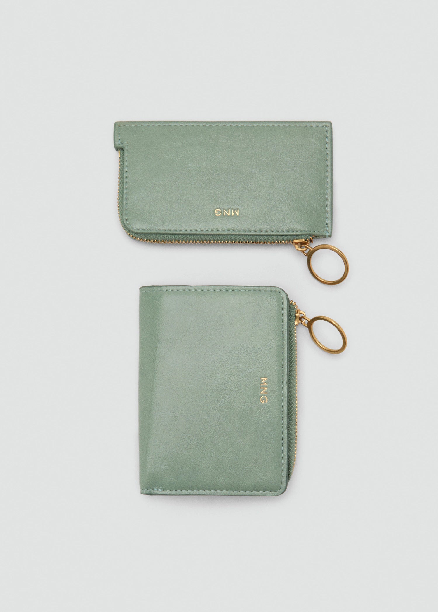 Hammered Leather Effect Card Holder With Zip Aqua Green