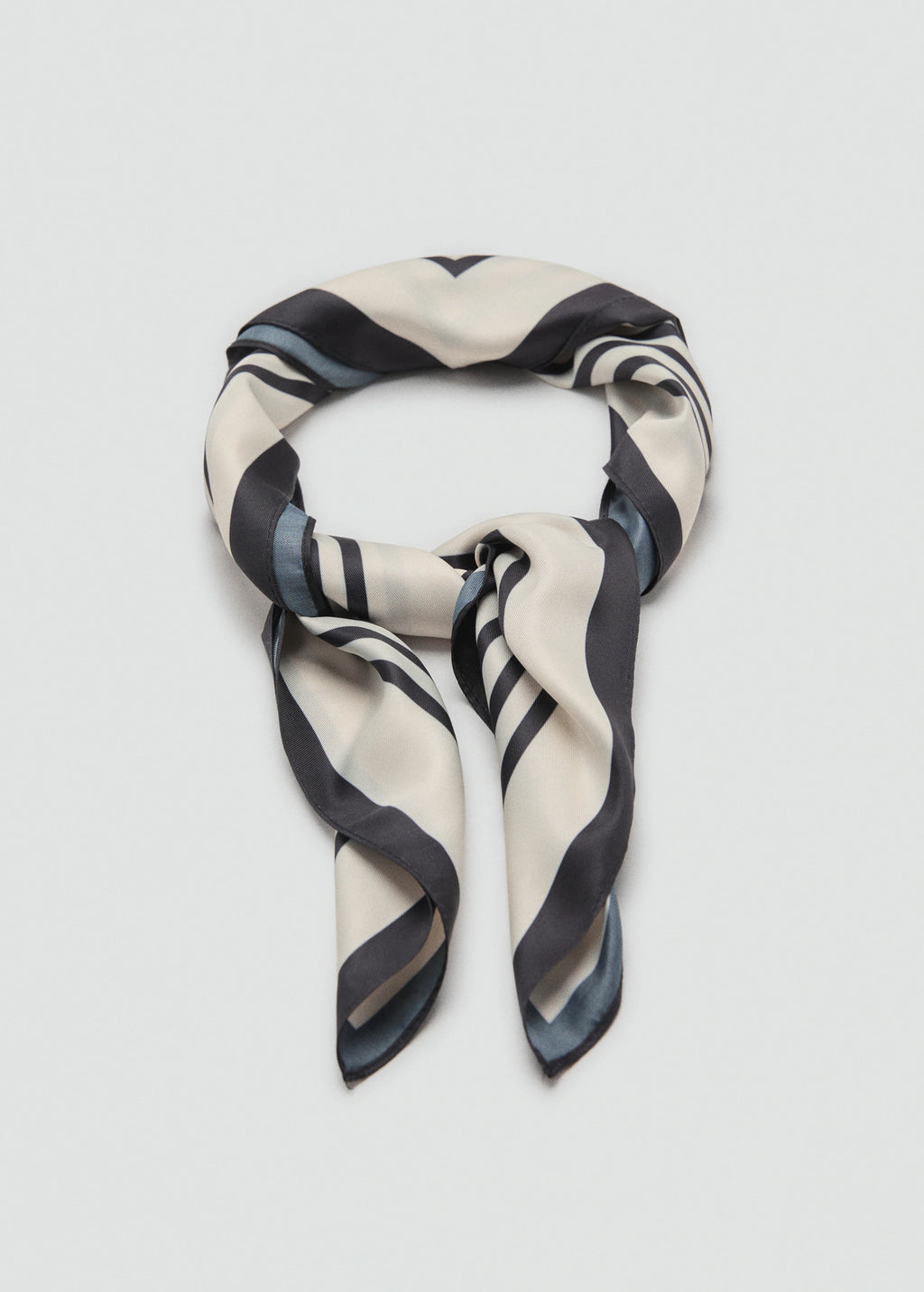 Geometric Stripe Print Scarf Ecru
