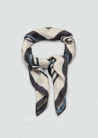Geometric Stripe Print Scarf Ecru