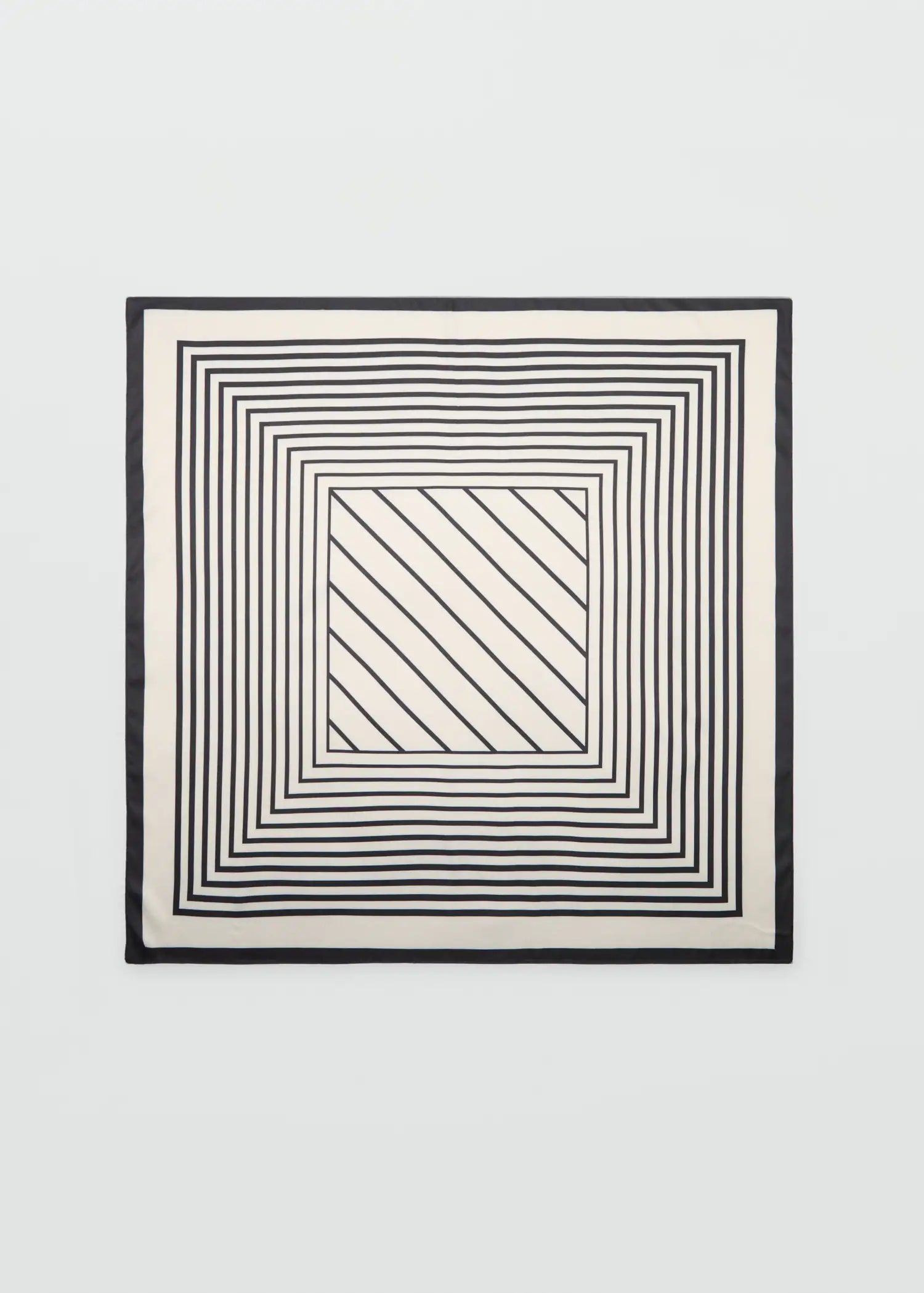 Geometric Stripe Print Scarf Ecru