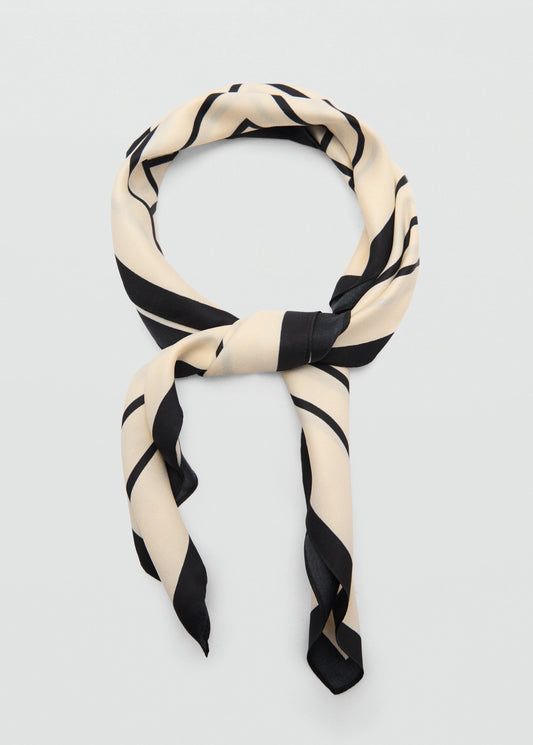 Geometric Printed Foulard Ecru