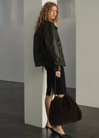 Fur Effect Shoulder Bag Chocolate