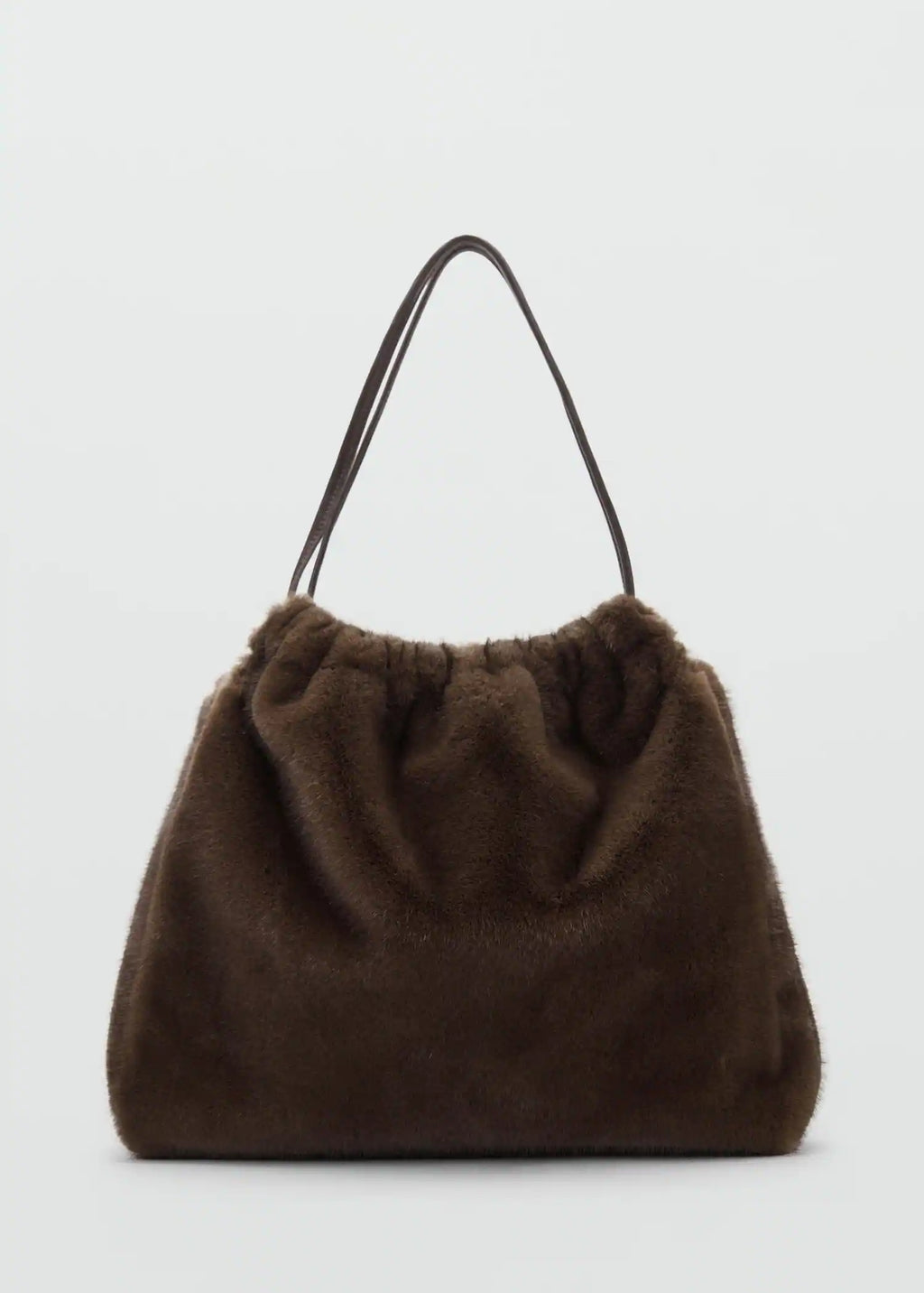Fur Effect Shoulder Bag Chocolate